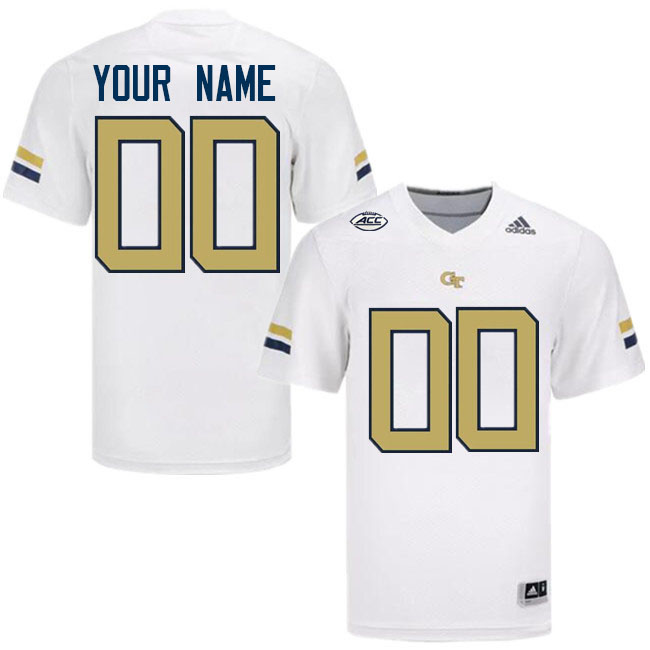 Custom Georgia Tech Yellow Jackets Name And Number Vintage Jerseys-White